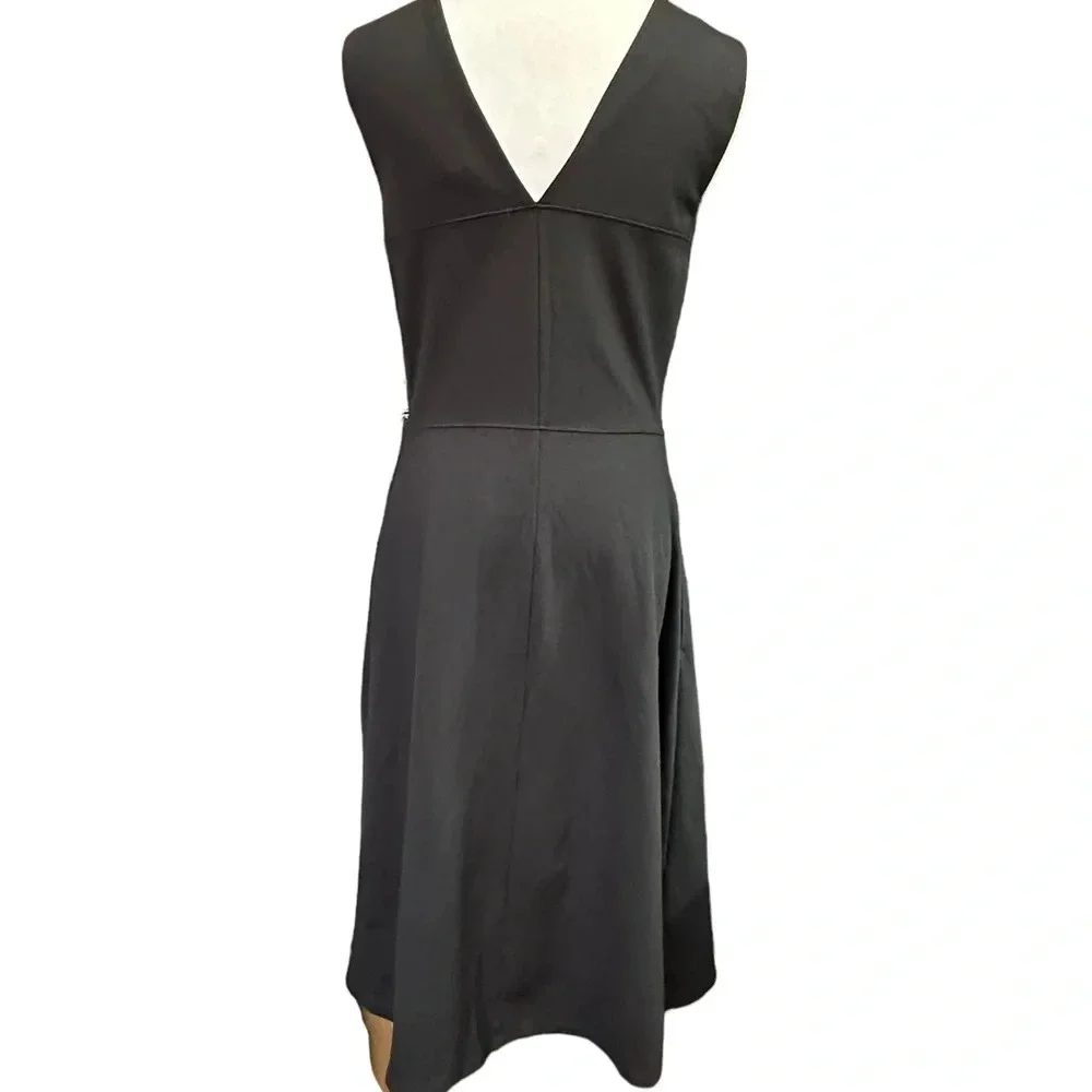 Lands End Black Vneck Fit and Flare Scuba Dress - Picture 4 of 8